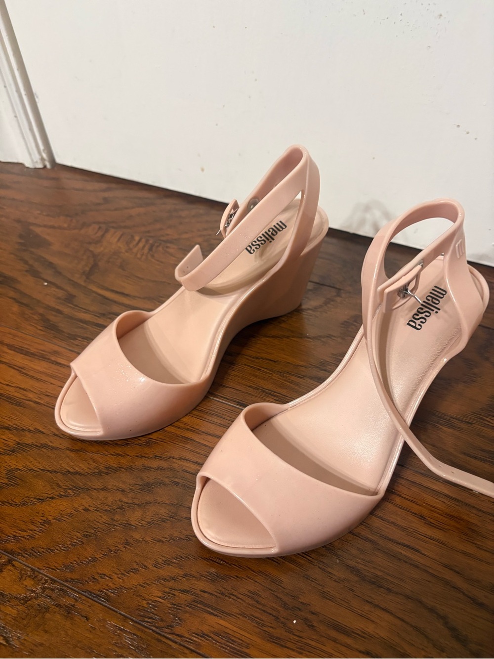 Nordstrom Blush Pink Peep-Toe Wedge Sandals